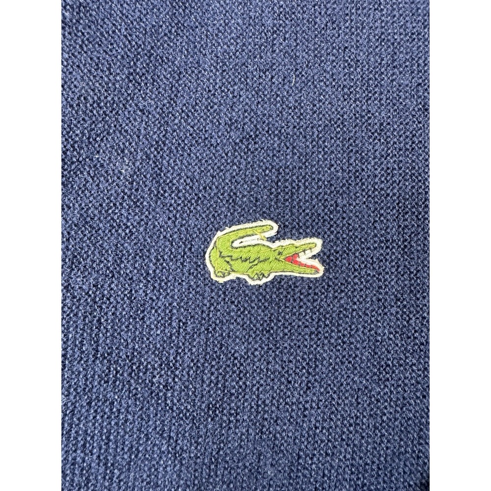 Vintage IZOD Lacoste Cardigan Sweater Mens XL Navy Blue USA Orlon Crocodile - Picture 2 of 7